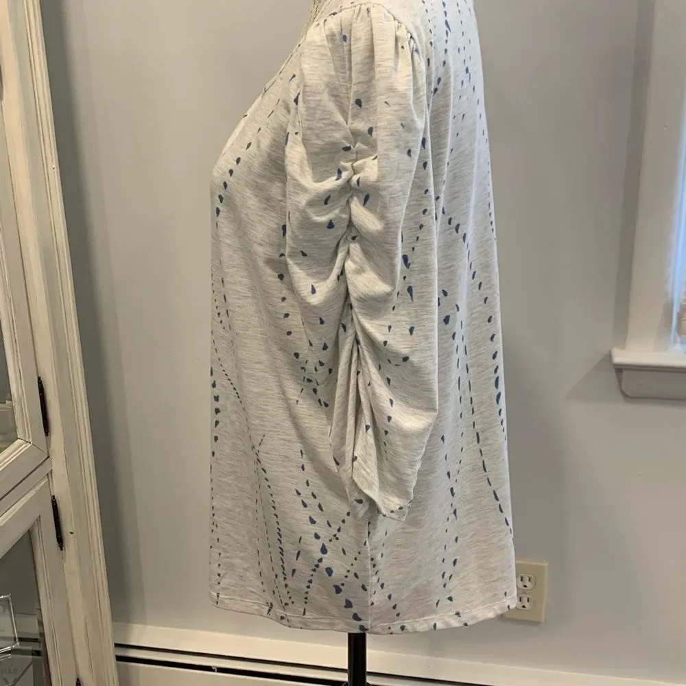 Democracy Cream and Blue  3/4 Sleeve Tunic